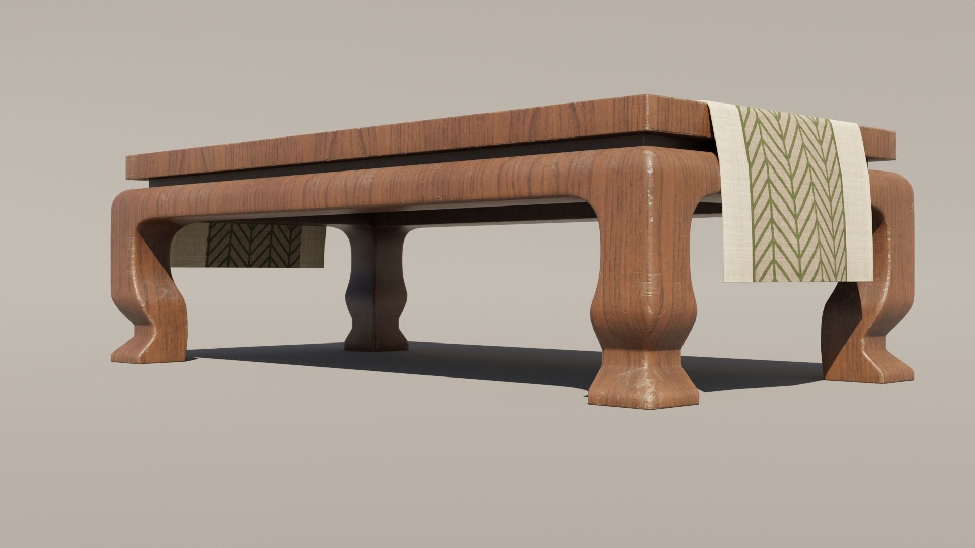 Japanese Table 5 - Tablecloth Low-poly 3D model_12