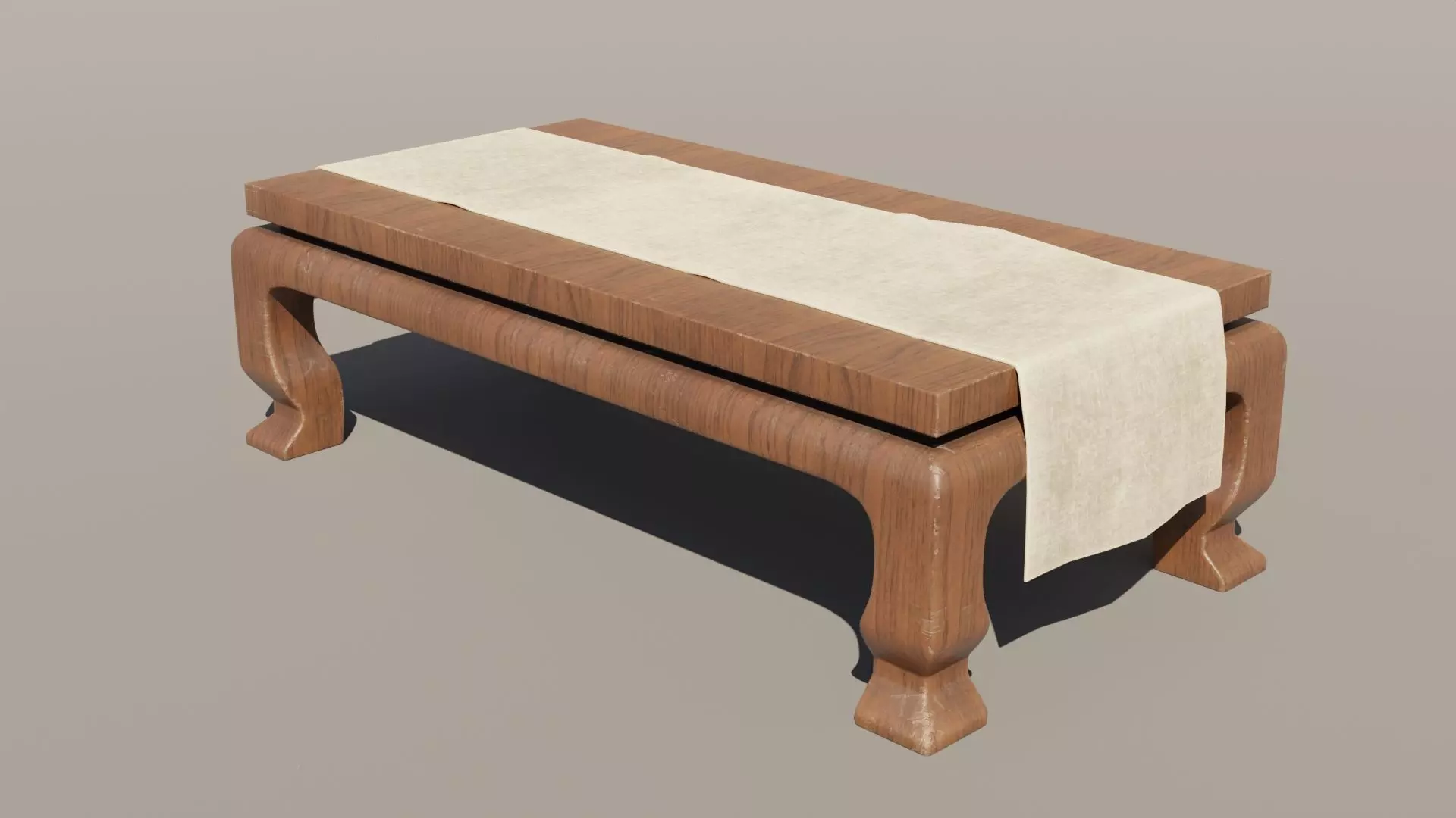 Japanese Table 5 - Tablecloth Low-poly 3D model_0