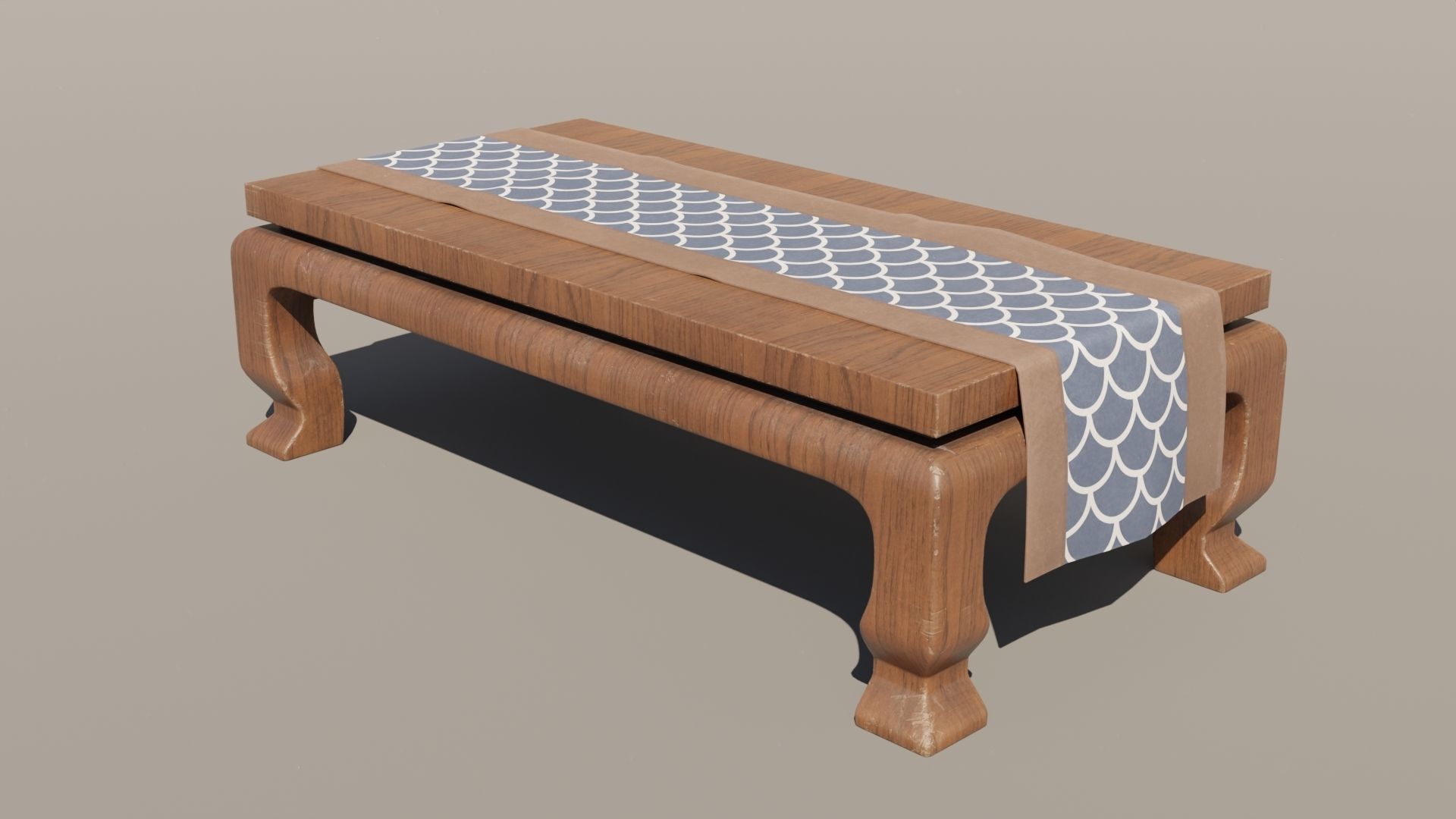 Japanese Table 5 - Tablecloth Low-poly 3D model_2