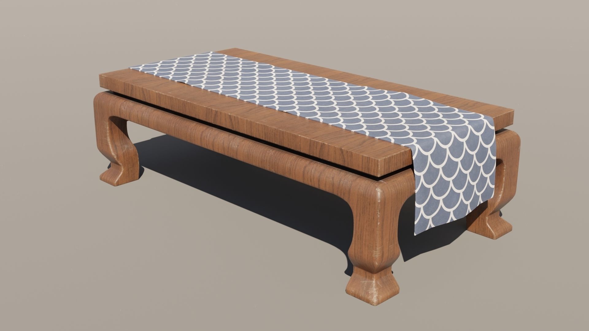 Japanese Table 5 - Tablecloth Low-poly 3D model_3