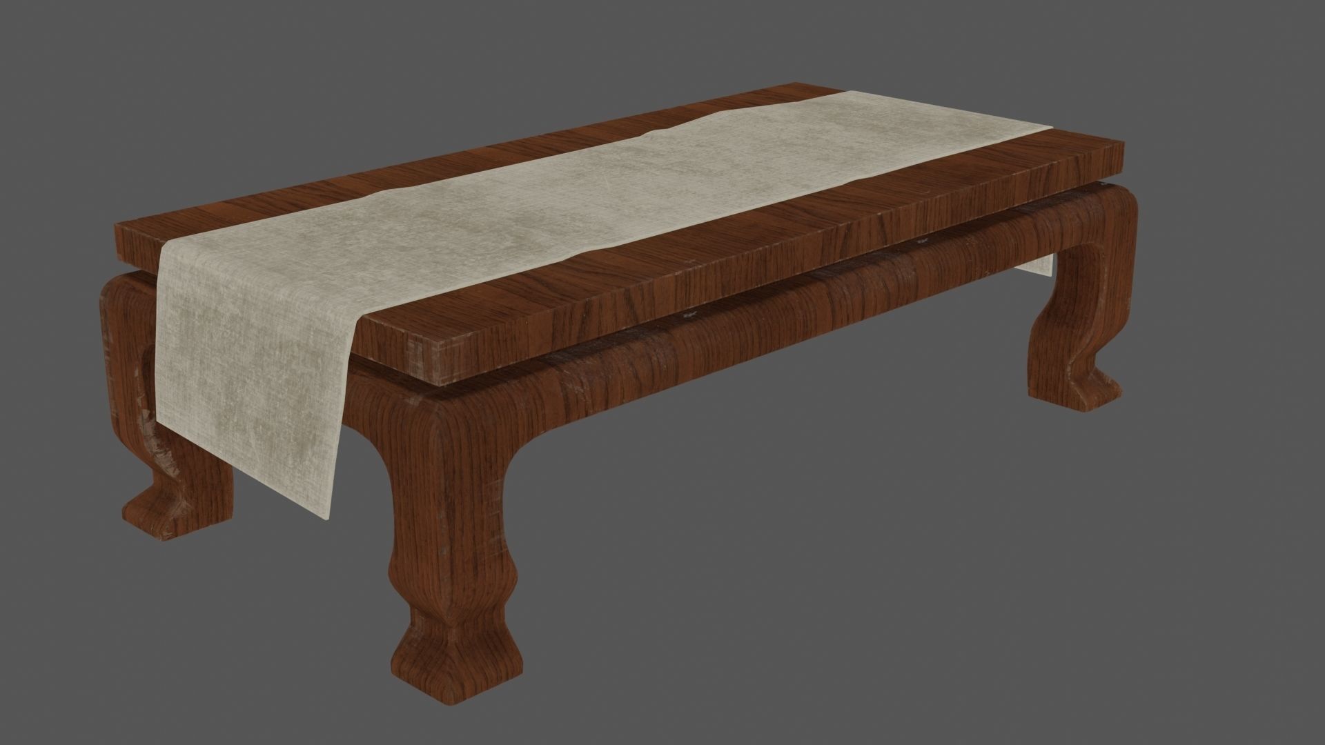 Japanese Table 5 - Tablecloth Low-poly 3D model_10