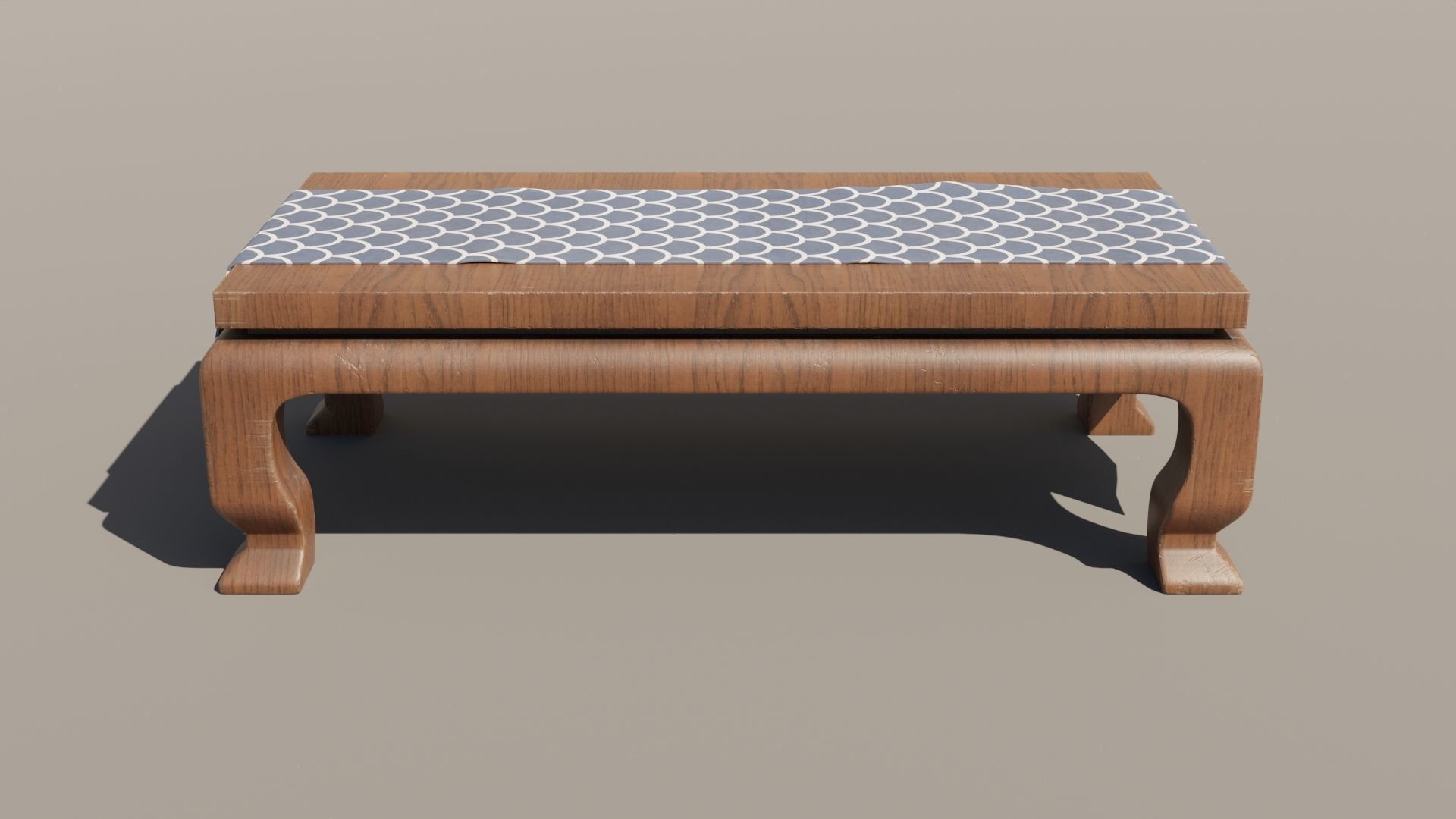 Japanese Table 5 - Tablecloth Low-poly 3D model_4
