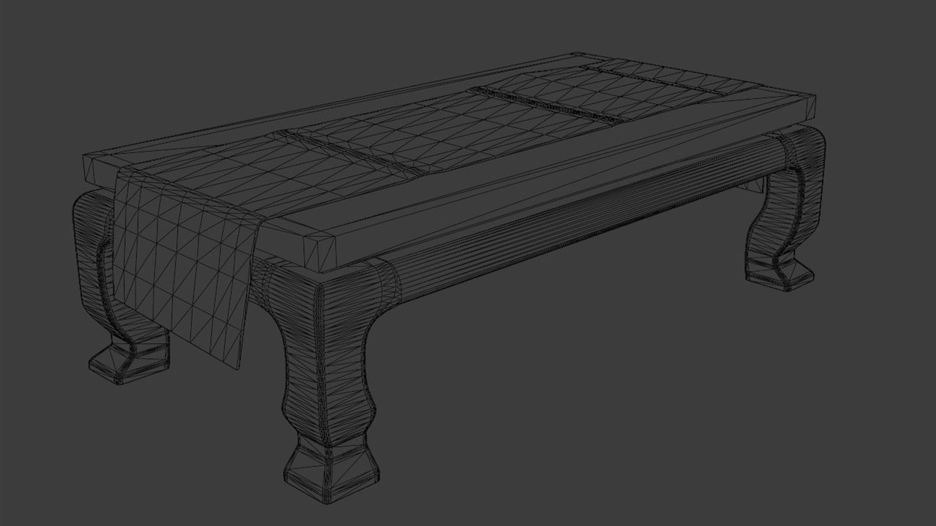 Japanese Table 5 - Tablecloth Low-poly 3D model_11