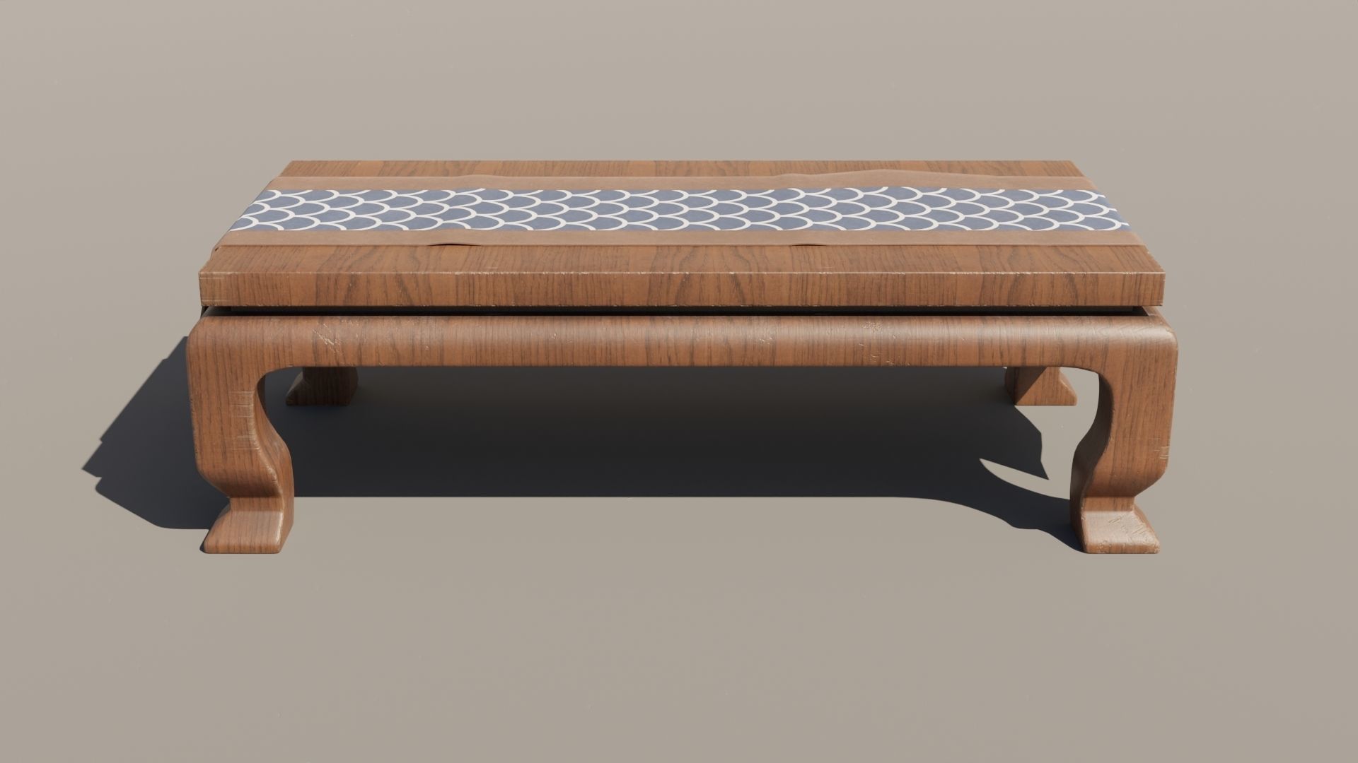 Japanese Table 5 - Tablecloth Low-poly 3D model_5