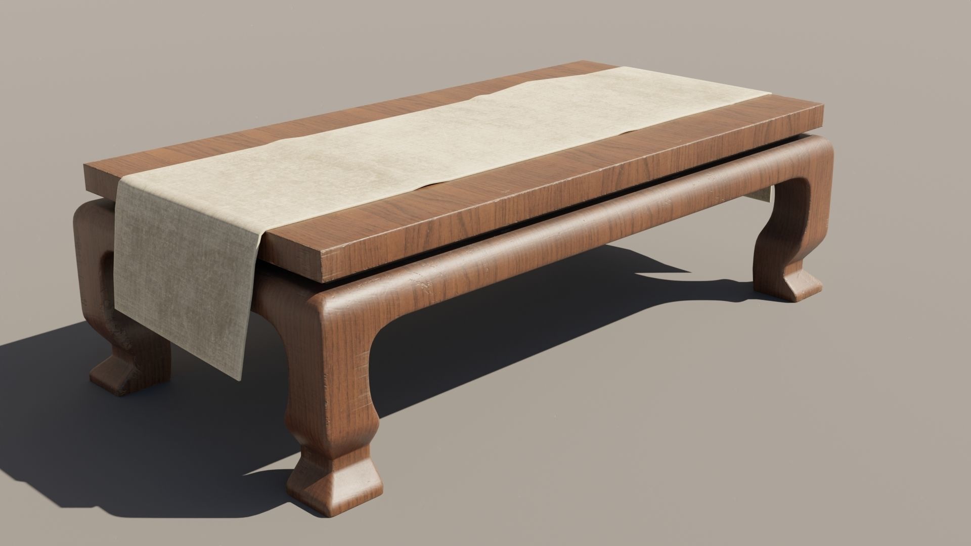 Japanese Table 5 - Tablecloth Low-poly 3D model_9
