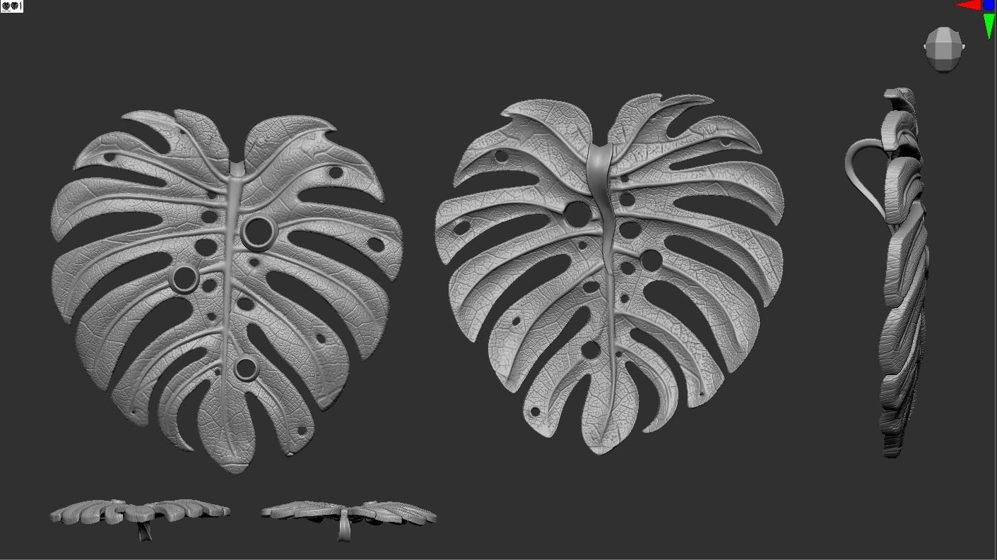 Monstera Pendants 3D print model_8