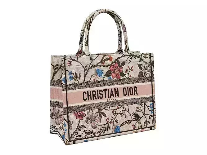 Dior Bag Small Book Tote Multicolor Rosa Mutabilis Low-poly 3D model