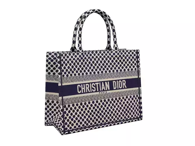 Dior Bag Small Book Tote Blue Dots Embroidery Low-poly 3D model