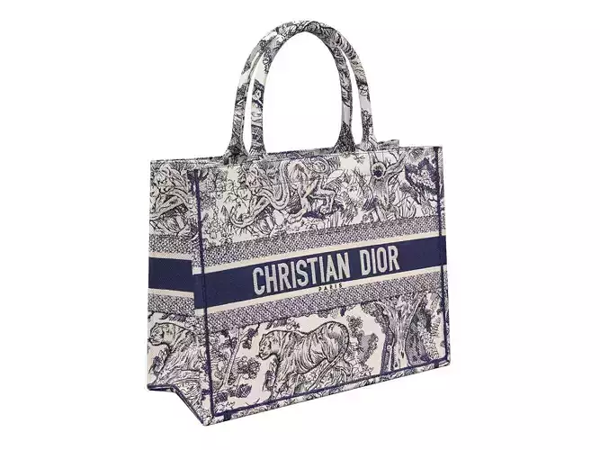 Dior Bag Small Book Tote Blue Toile Low-poly 3D model