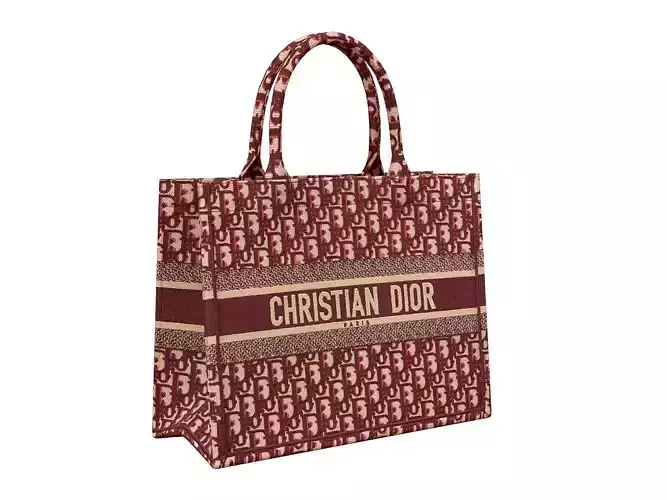 Dior Bag Small Book Tote Burgundy Oblique Low-poly 3D model