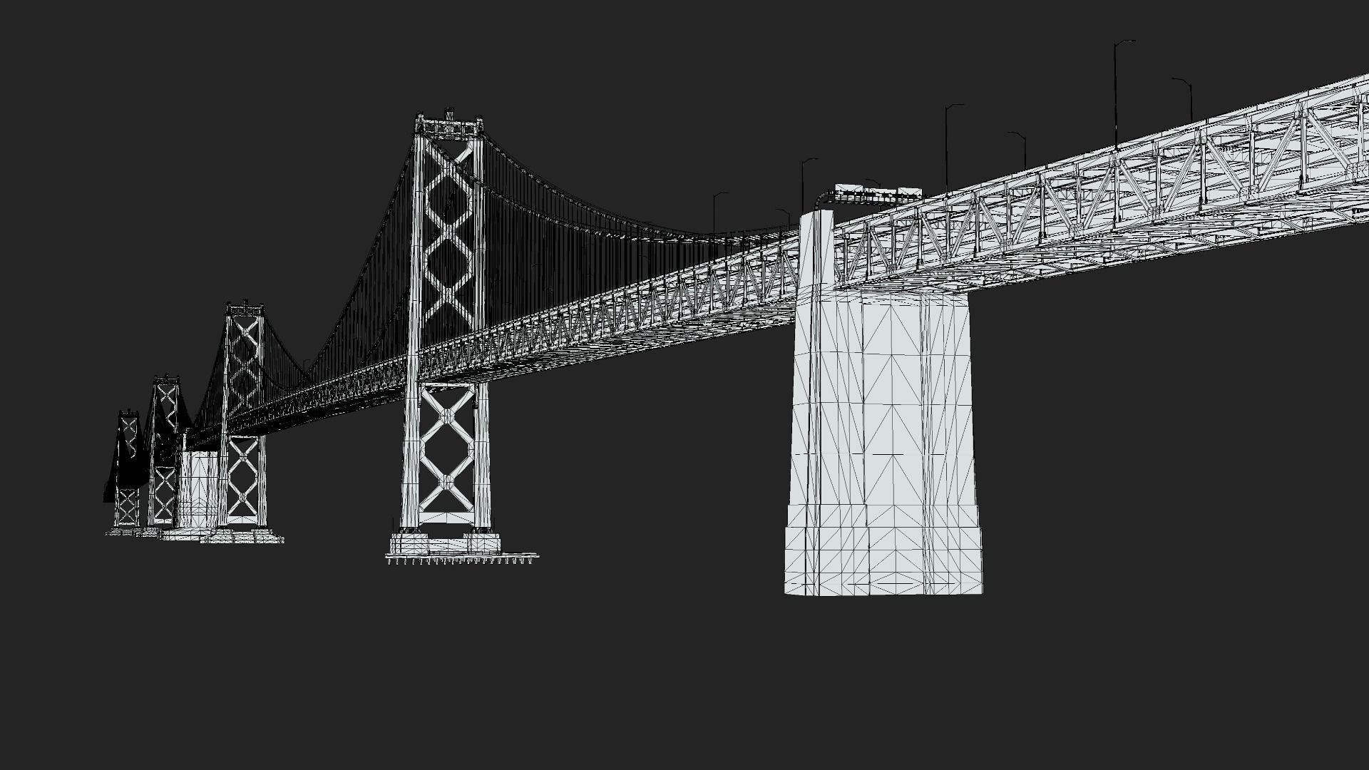 San Francisco - Oakland Bay Bridge 3D Model with Textures Low-poly 3D model_11