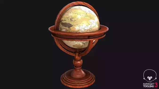 Standing World Globe PBR Low-poly 3D model