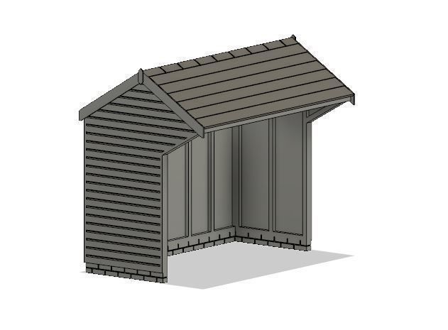 Model Railway Wooden Bus Shelter 3D print model_4