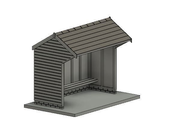 Model Railway Wooden Bus Shelter 3D print model_1
