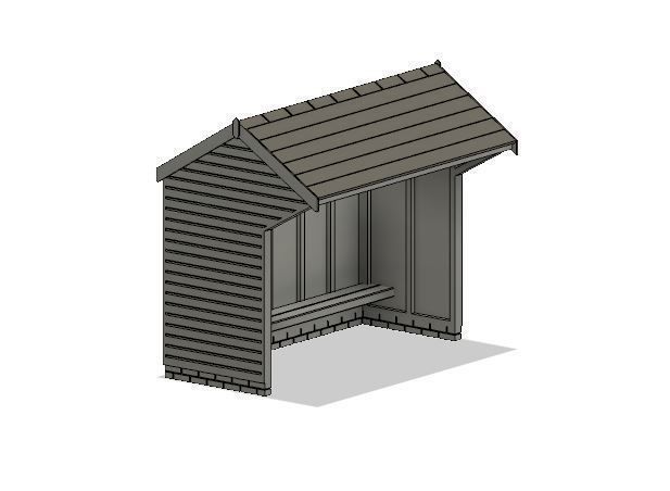 Model Railway Wooden Bus Shelter 3D print model_2