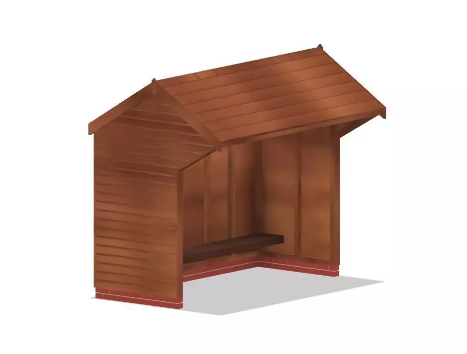 Model Railway Wooden Bus Shelter 3D print model_0