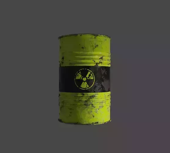 low poly barrel model radioactive can