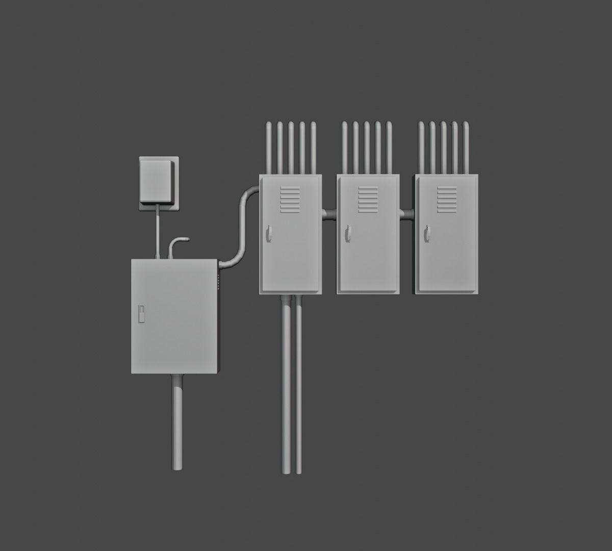rusty decaying electrical box Low-poly 3D model_1