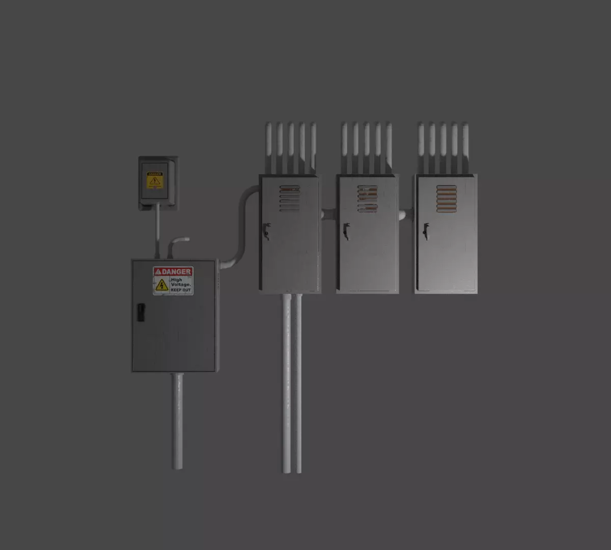 rusty decaying electrical box Low-poly 3D model_0