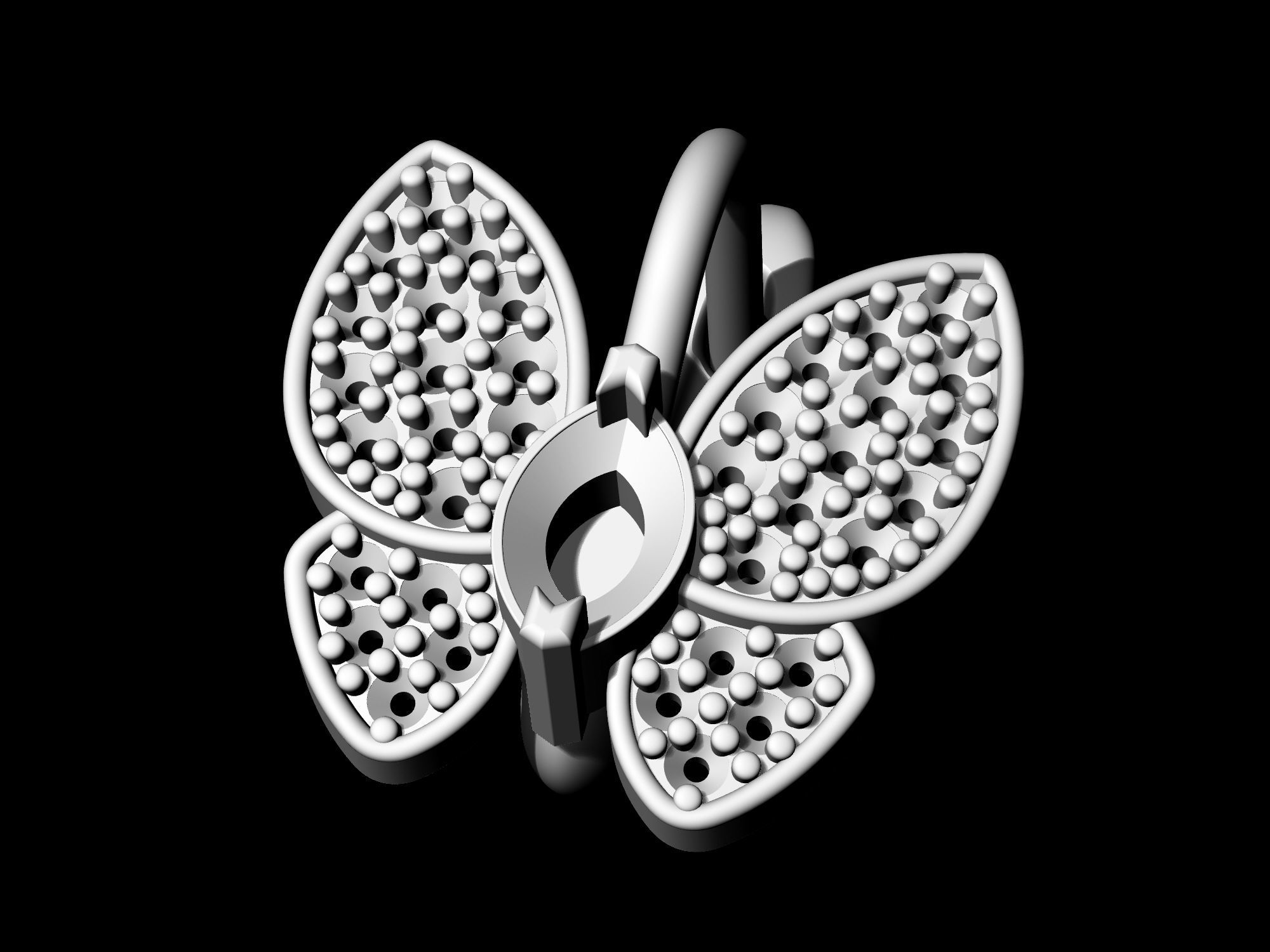 Simple Butterfly Ring and Earrings  3D Model Collection_24