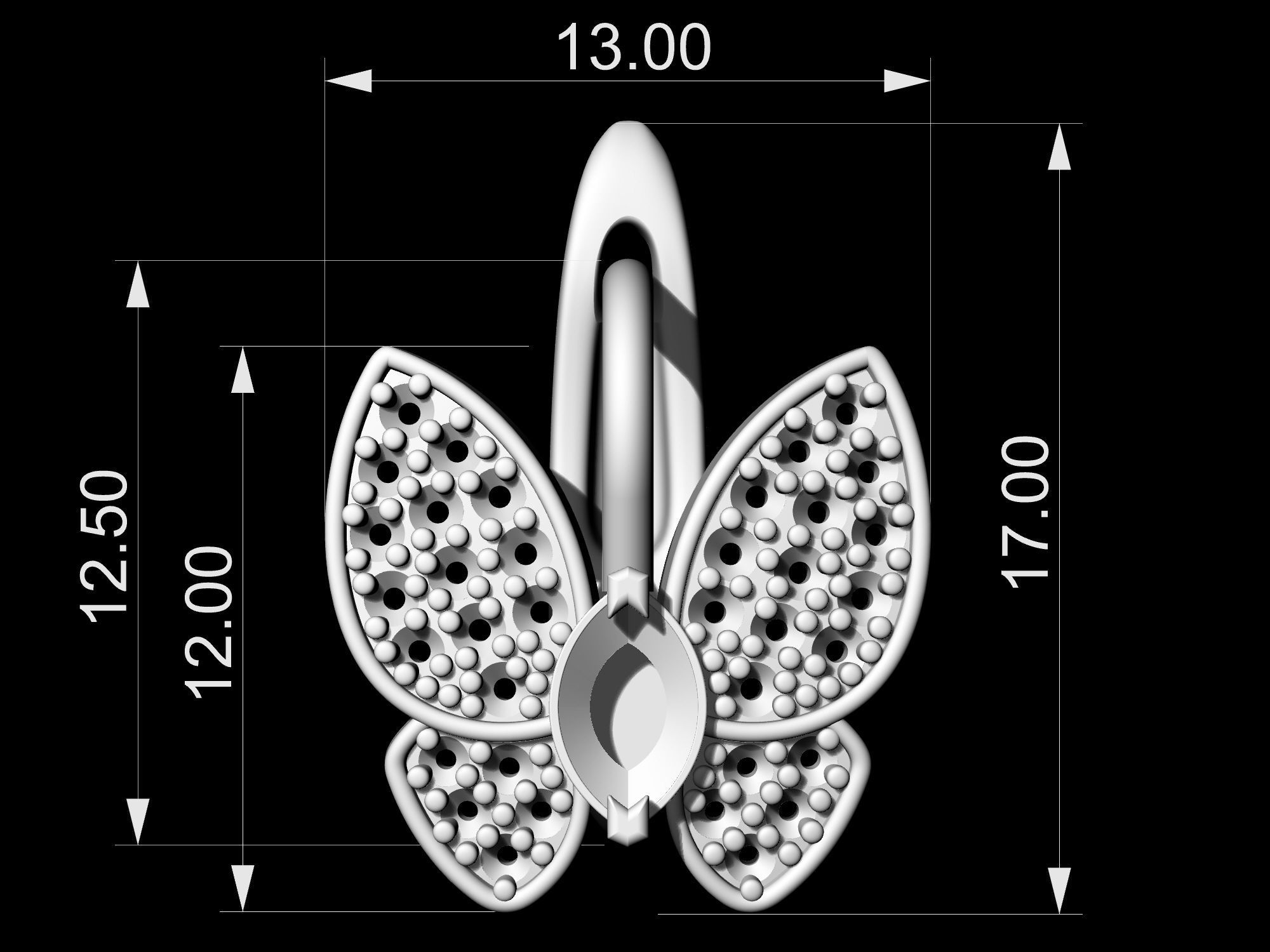 Simple Butterfly Ring and Earrings  3D Model Collection_28