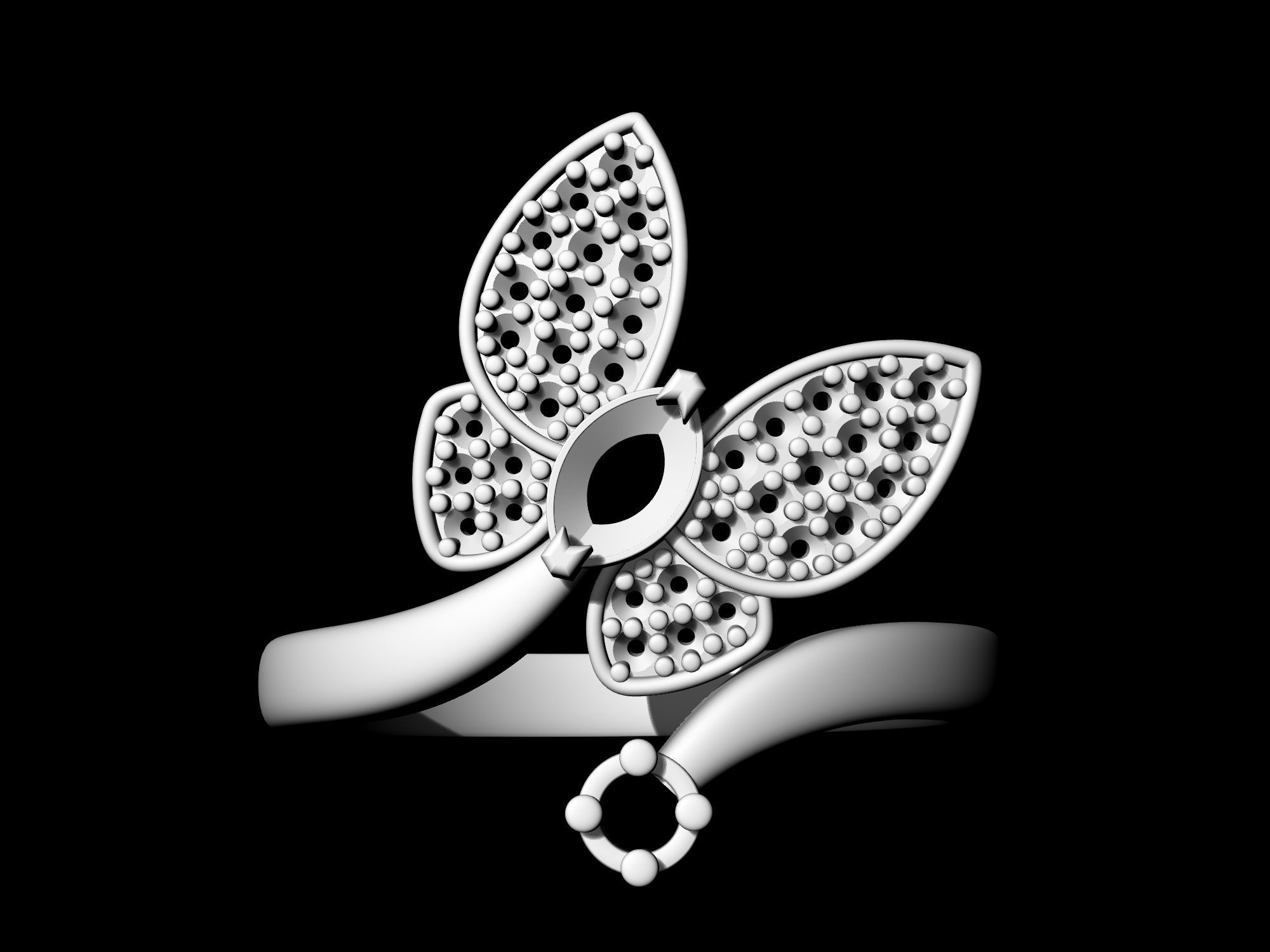 Simple Butterfly Ring and Earrings  3D Model Collection_9