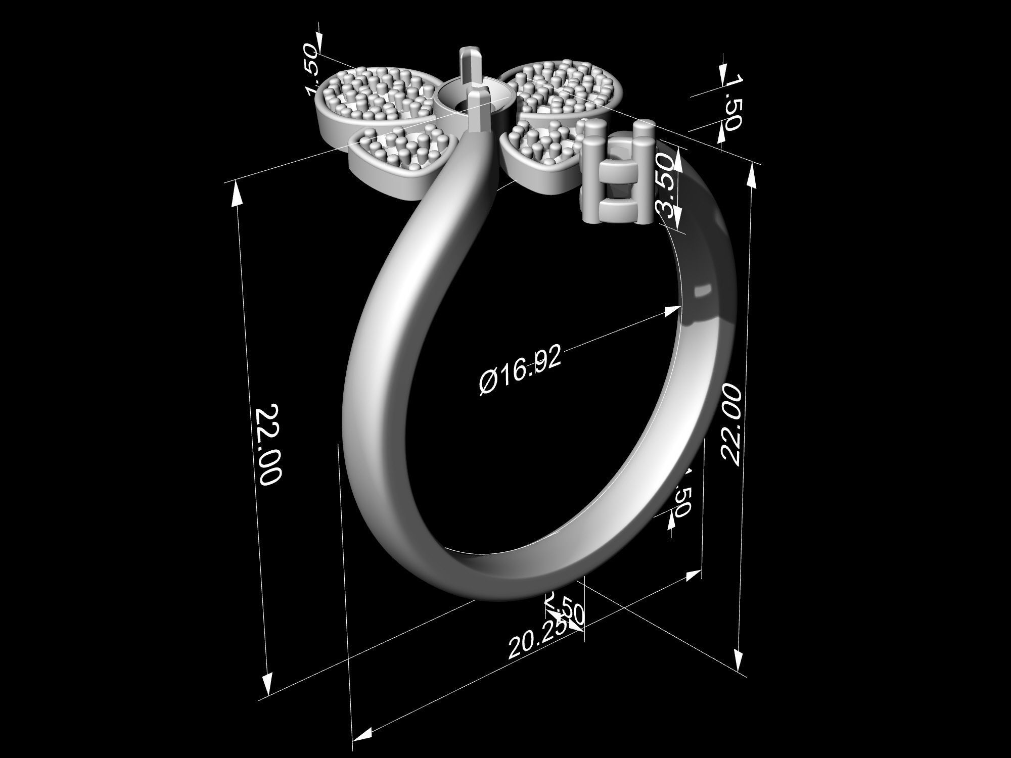 Simple Butterfly Ring and Earrings  3D Model Collection_15