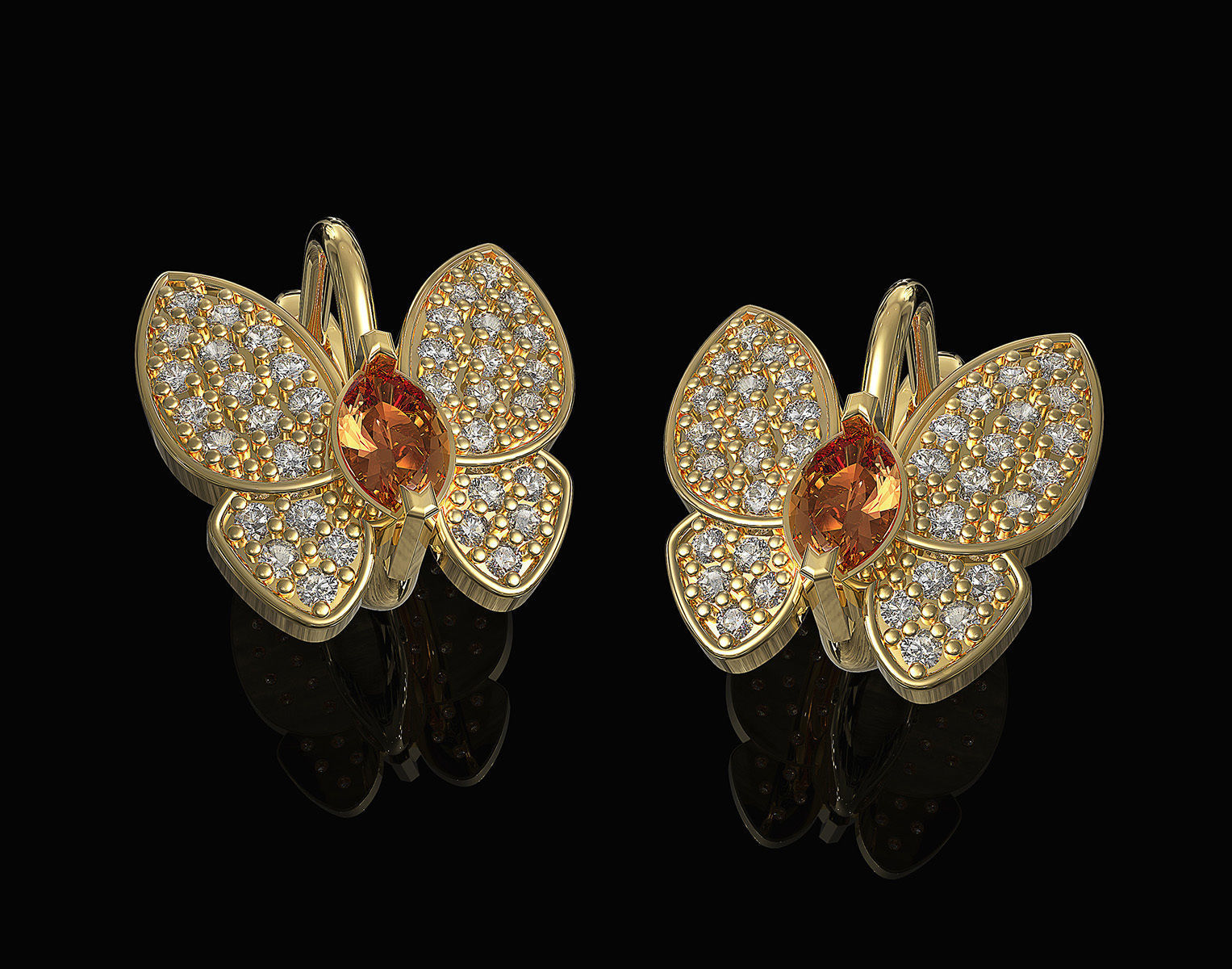 Simple Butterfly Ring and Earrings  3D Model Collection_21