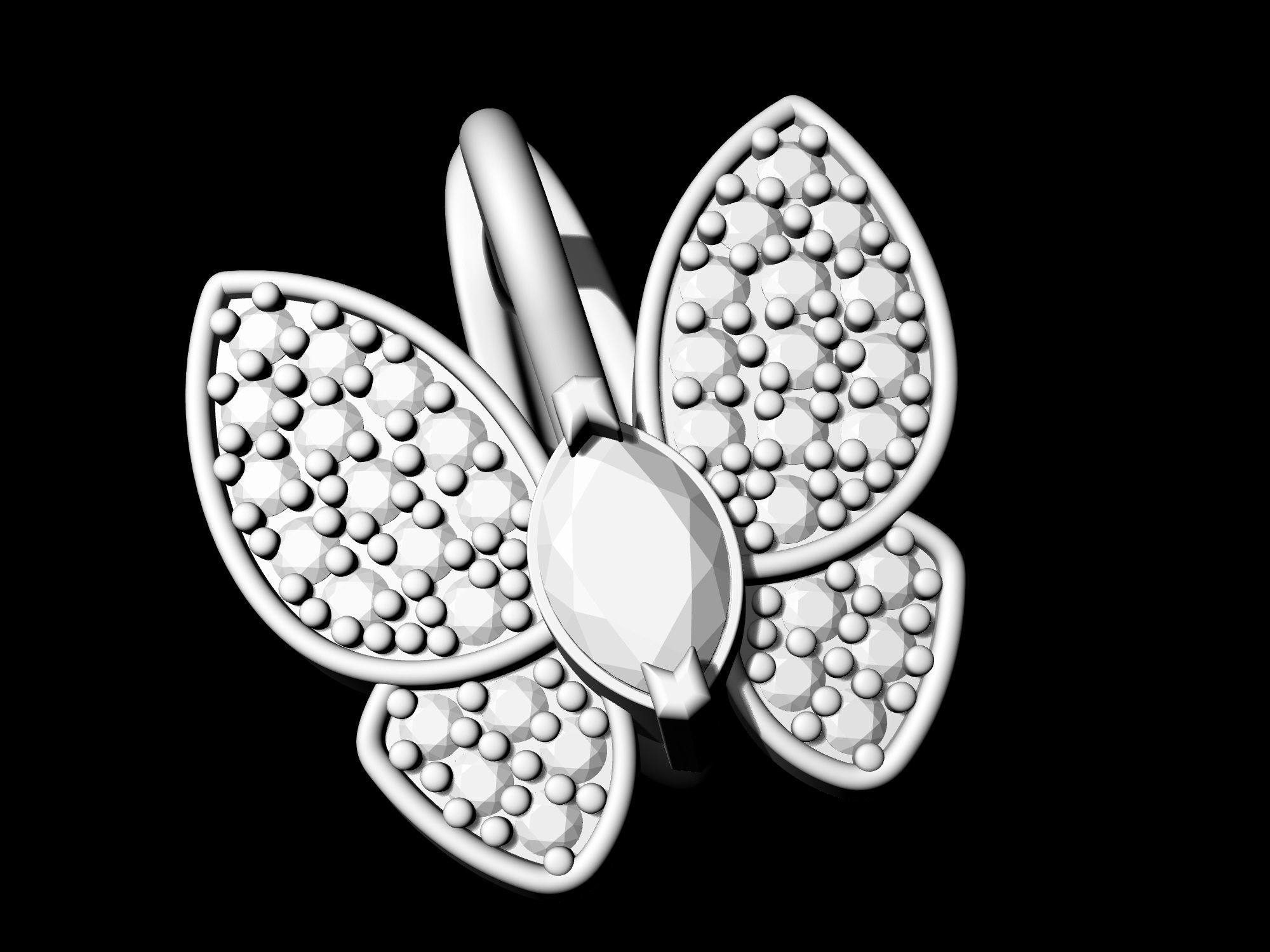 Simple Butterfly Ring and Earrings  3D Model Collection_22