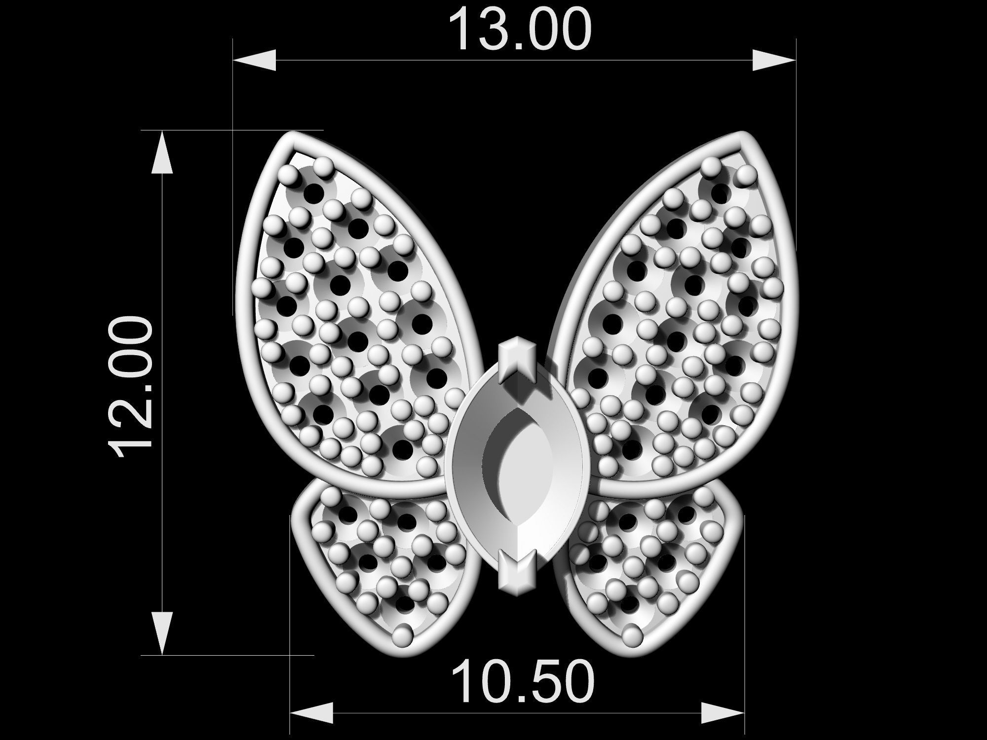 Simple Butterfly Ring and Earrings  3D Model Collection_35
