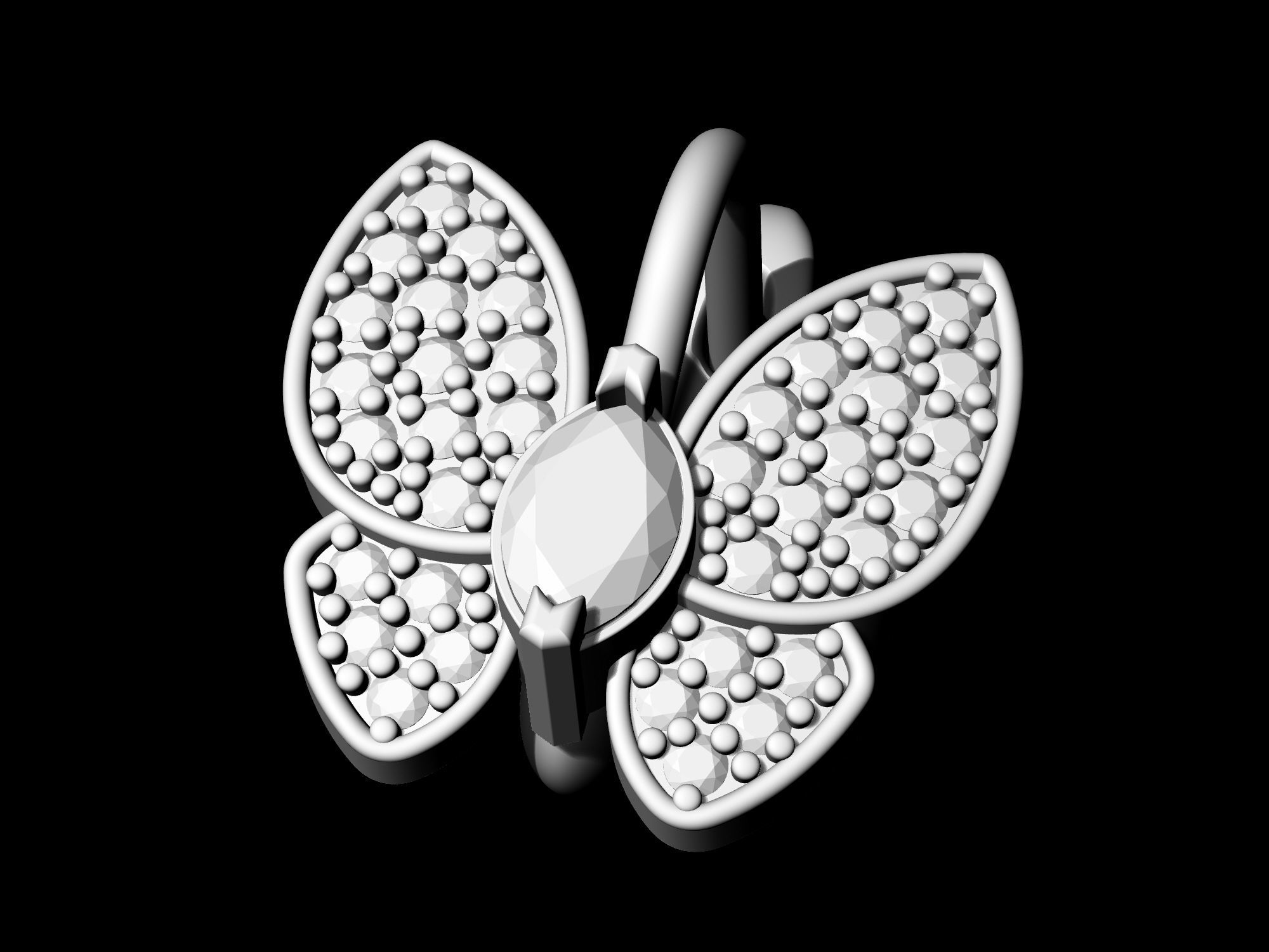 Simple Butterfly Ring and Earrings  3D Model Collection_23