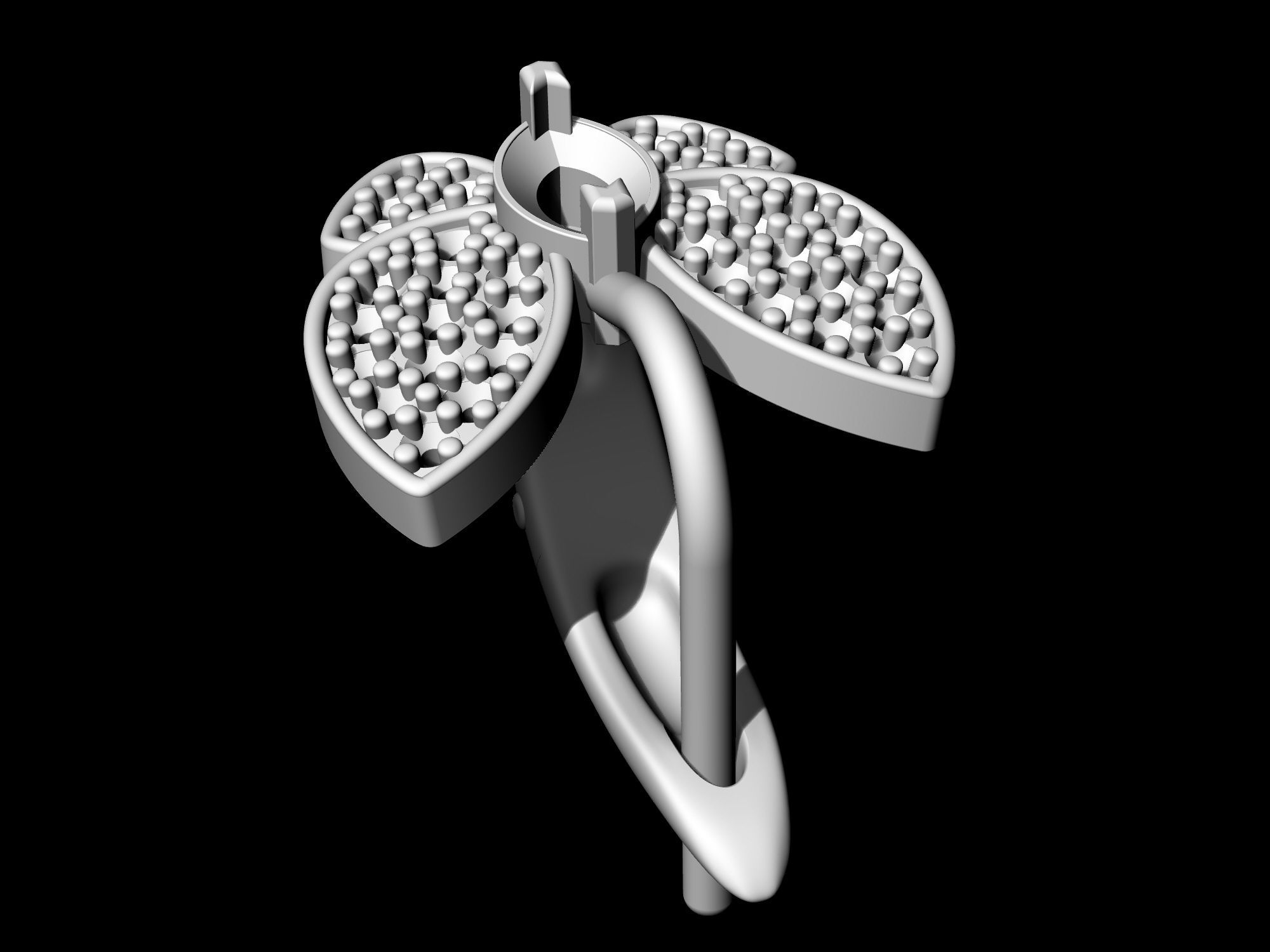 Simple Butterfly Ring and Earrings  3D Model Collection_26