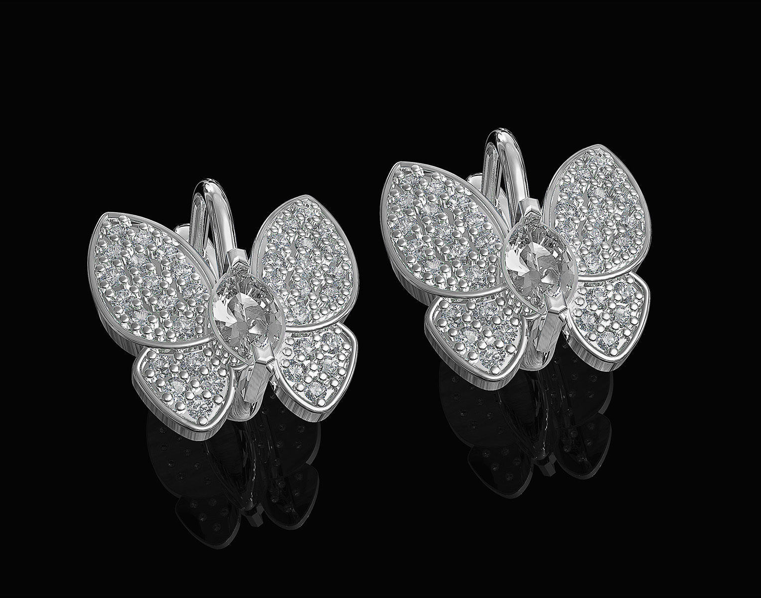 Simple Butterfly Ring and Earrings  3D Model Collection_20