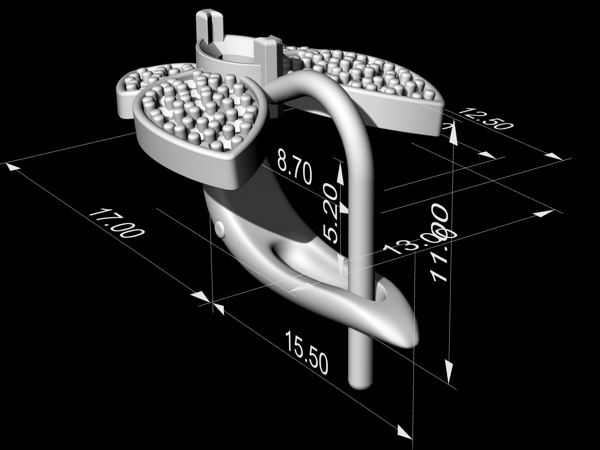 Simple Butterfly Ring and Earrings  3D Model Collection_30
