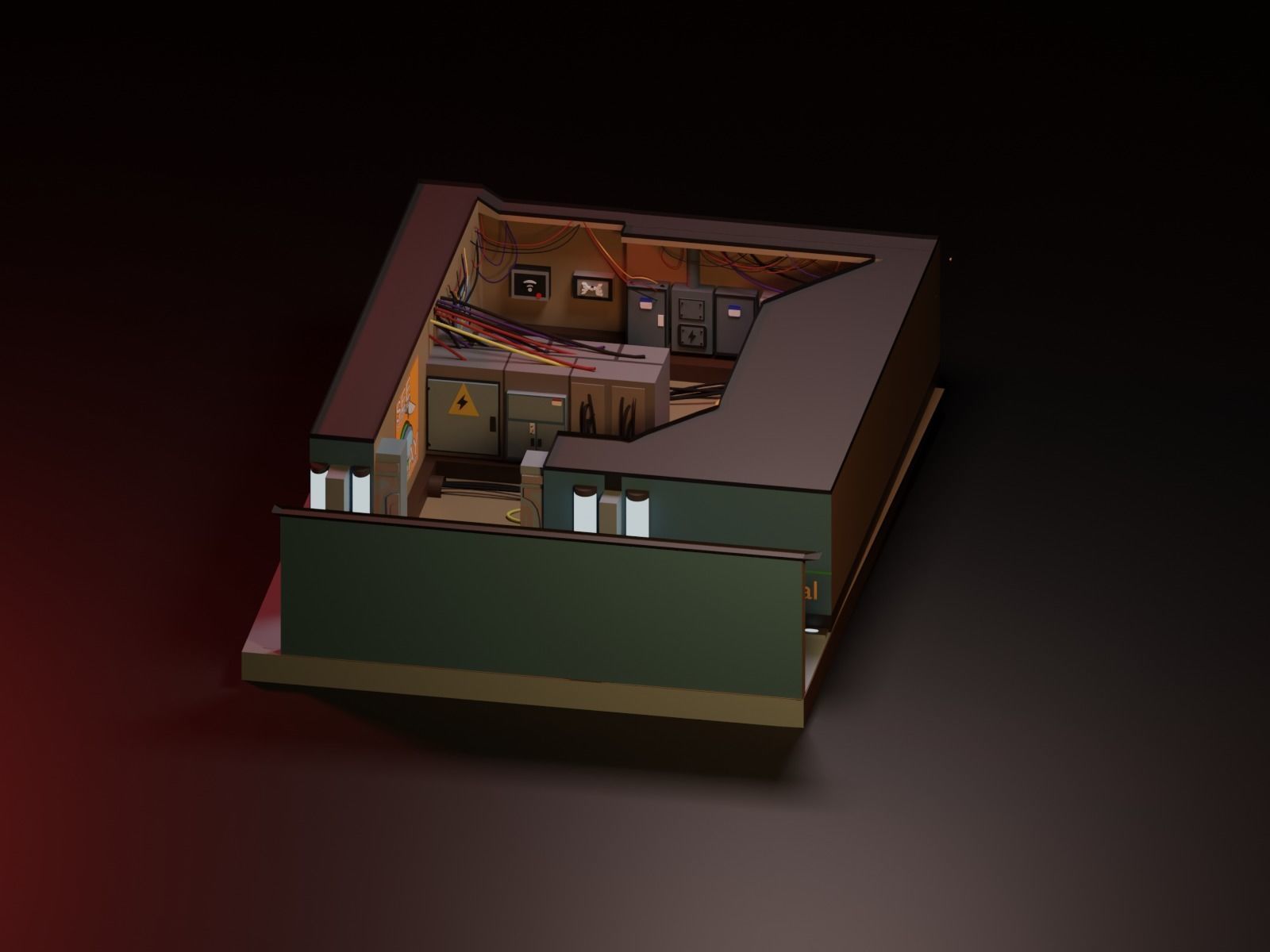 Among Us Electrical Room Diorama Low-poly 3D model_3
