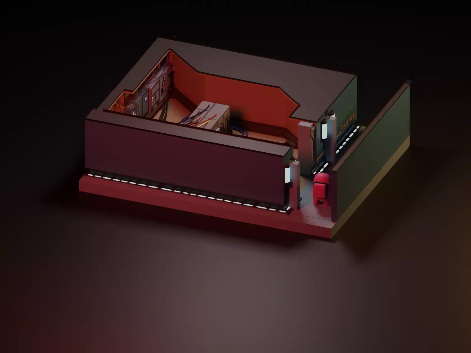 Among Us Electrical Room Diorama Low-poly 3D model_0