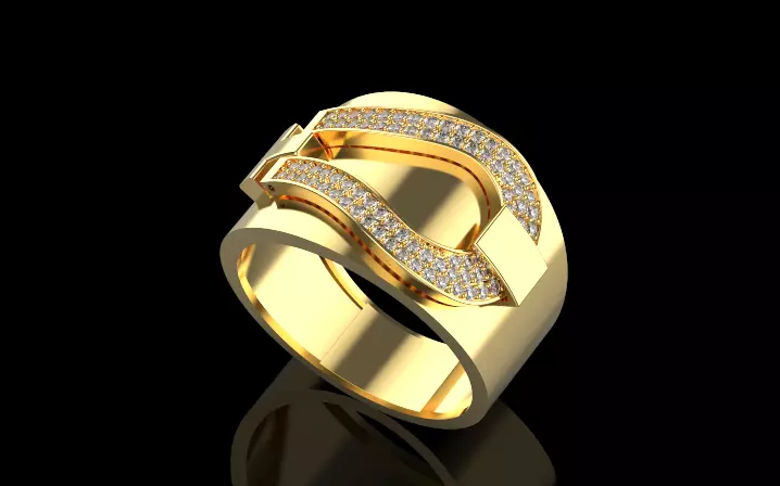 Horseshoe ring 3D print model_0