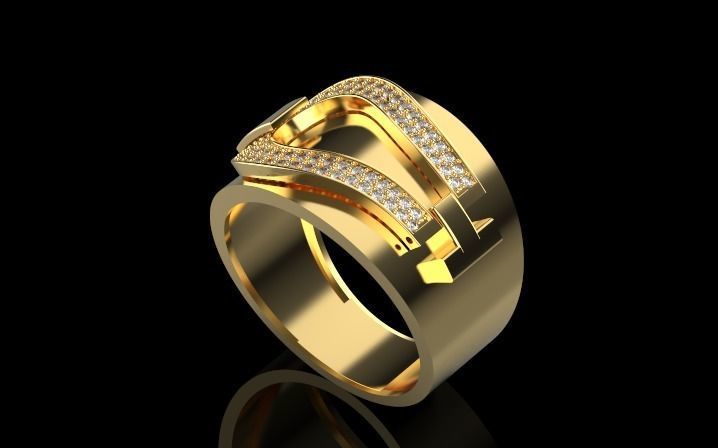 Horseshoe ring 3D print model_4