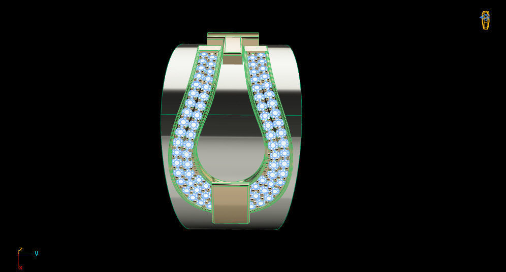 Horseshoe ring 3D print model_5