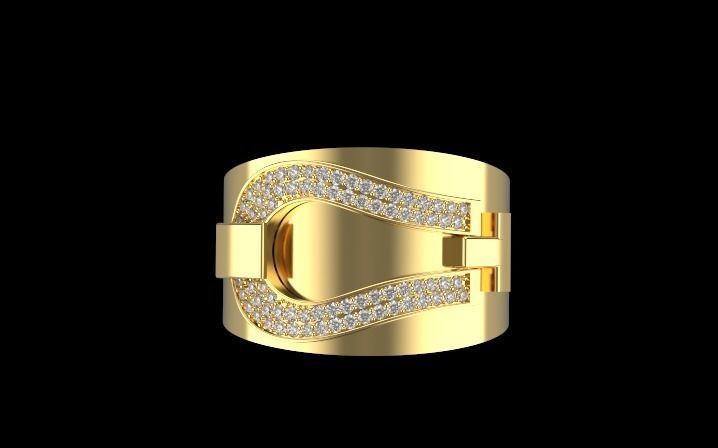 Horseshoe ring 3D print model_3