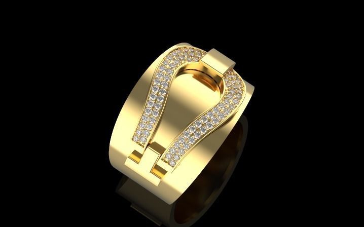 Horseshoe ring 3D print model_2