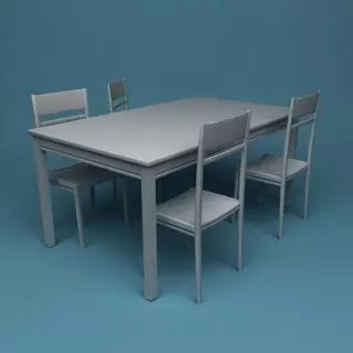 Furniture Desk With Chairs Free 3D model