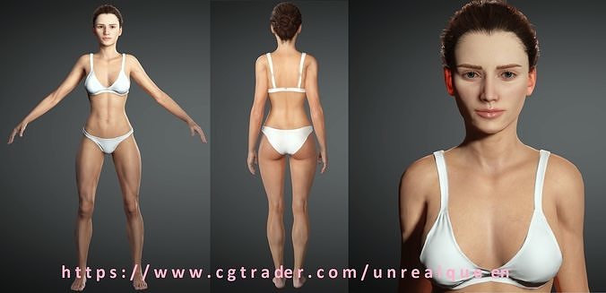 Realistic 3D Woman RIGGED for Unreal Engine Low-poly 3D model
