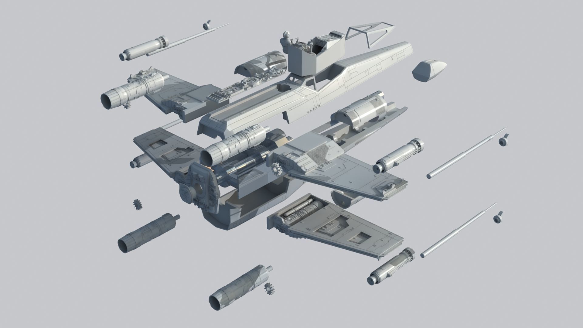 Star Wars A New Hope X Wing 1 24th scale 3D stl model 3D print model_7