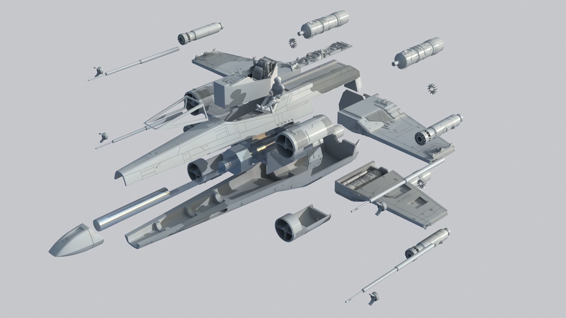 Star Wars A New Hope X Wing 1 24th scale 3D stl model 3D print model_6