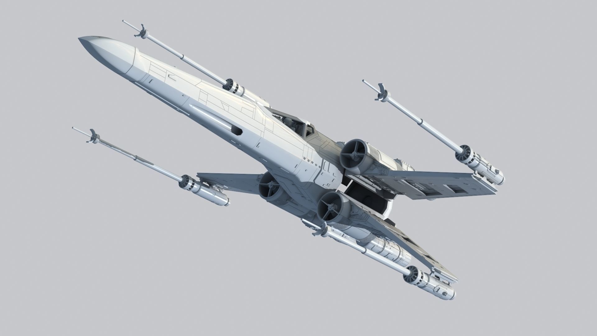 Star Wars A New Hope X Wing 1 24th scale 3D stl model 3D print model_3