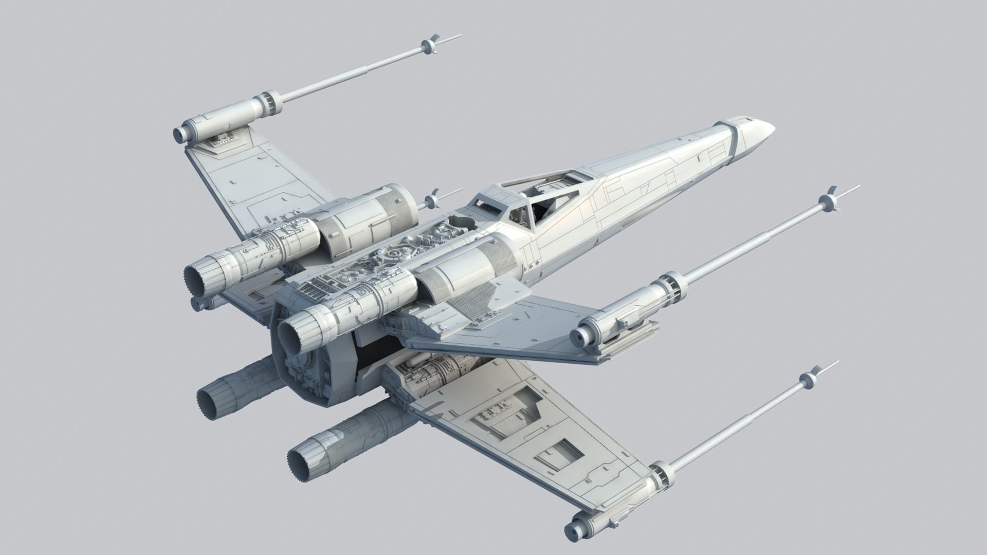 Star Wars A New Hope X Wing 1 24th scale 3D stl model 3D print model_1