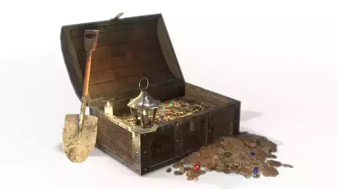 Pirate Treasure Chest Low-poly 3D model