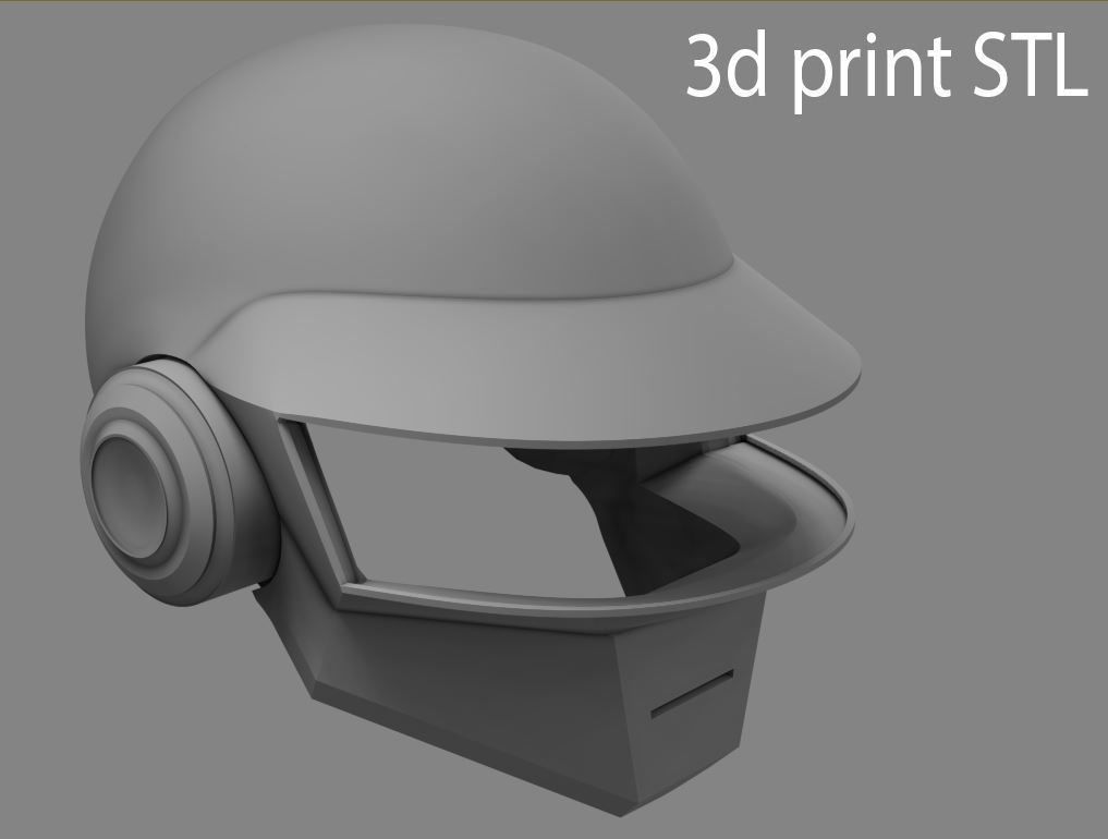 daft punk helmet  stl cosplay high poly model 3D print model_3