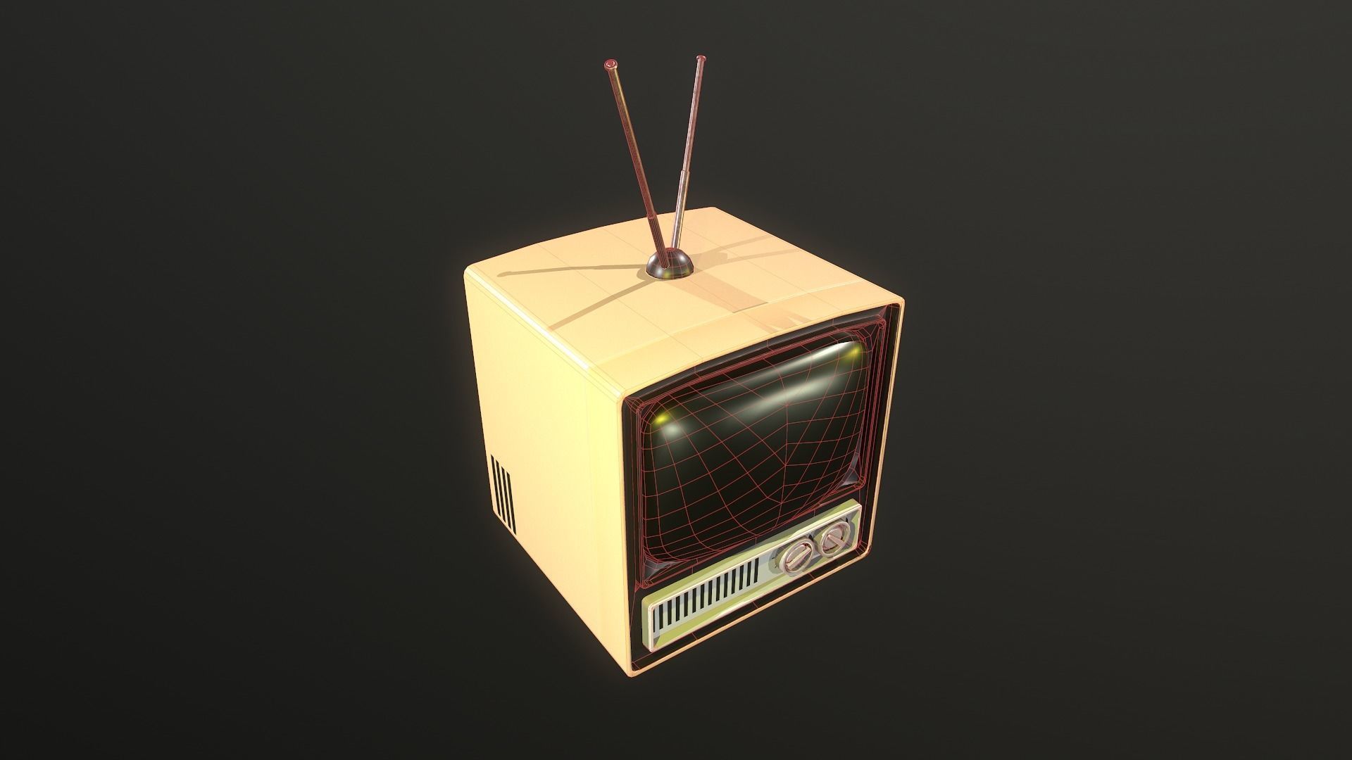 TV retro Low-poly 3D model_5